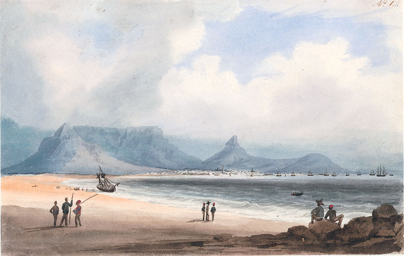 Tekening van Tafelbaai Vanaf Bloubergstrand